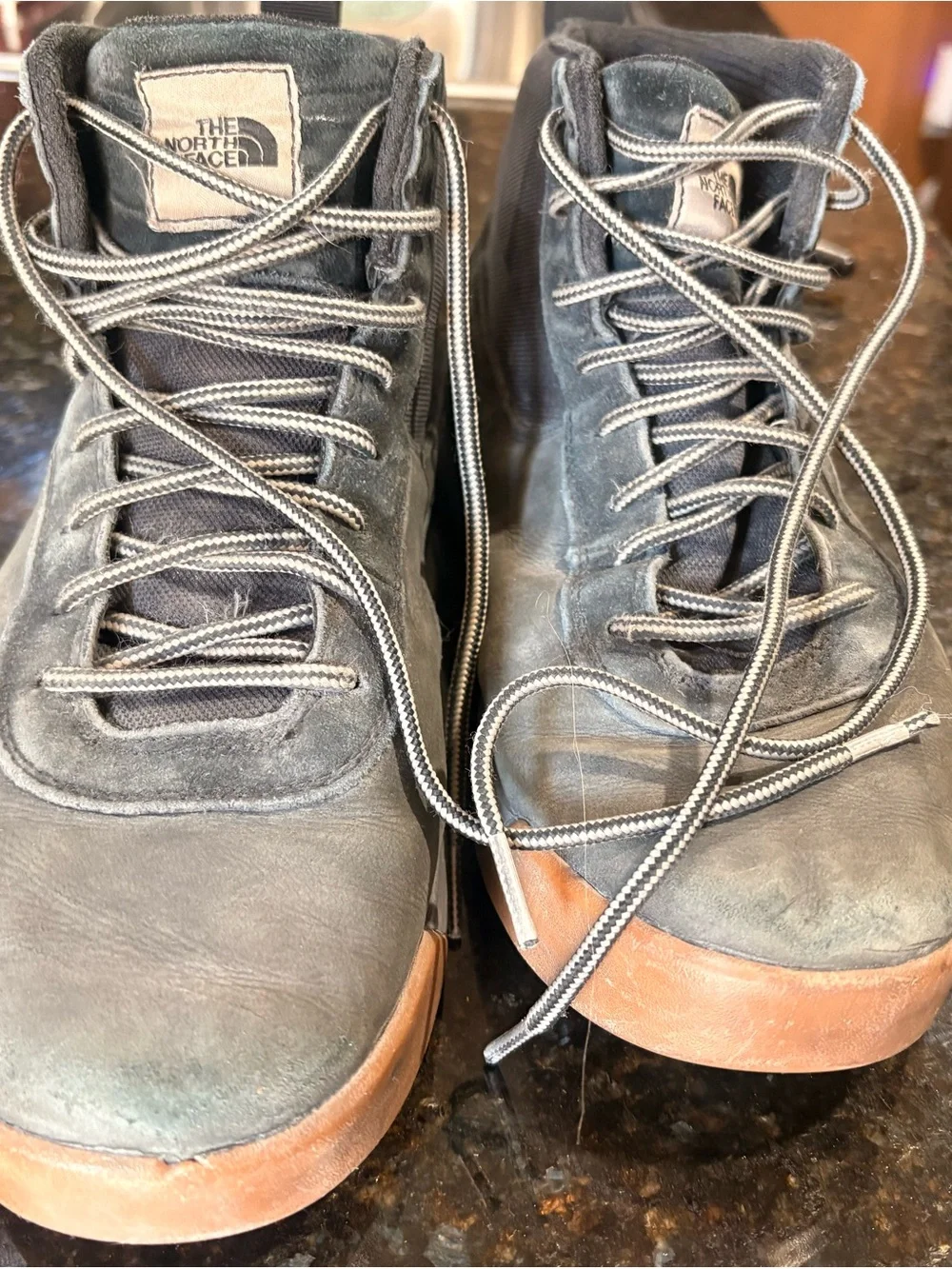 The North Face Men’s Gray Suede High-Top Boots with Brown Sole